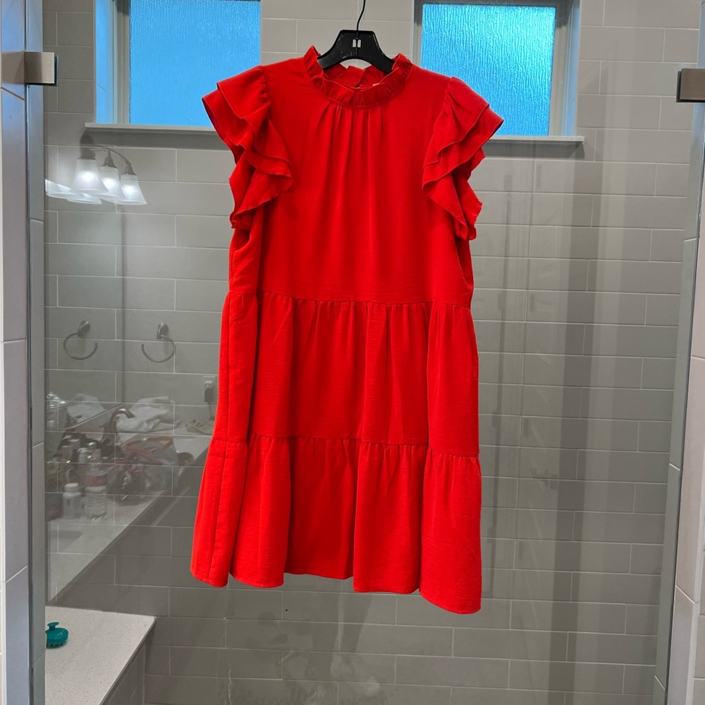 Red ruffle dress